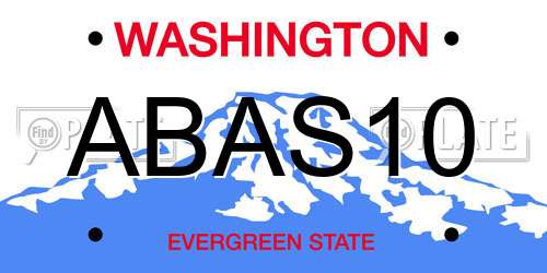 ABAS10 Washington License Plate