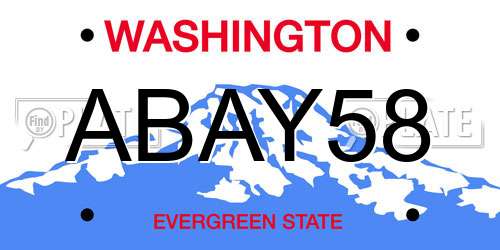ABAY58 Washington License Plate