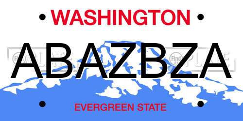 ABAZBZA Washington License Plate