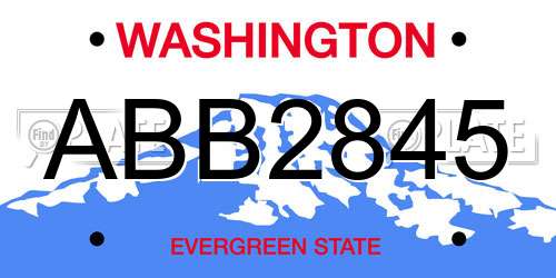 ABB2845 Washington License Plate