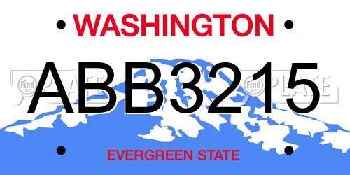ABB3215 Washington License Plate