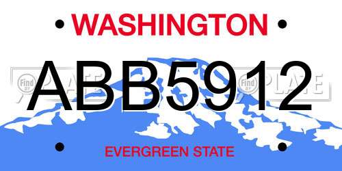 ABB5912 Washington License Plate