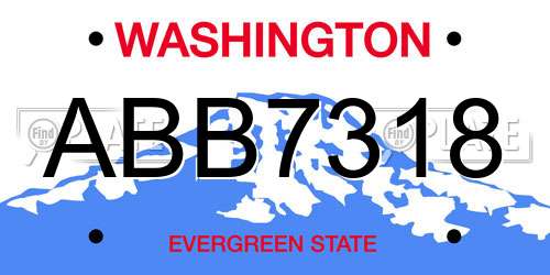 ABB7318 Washington License Plate