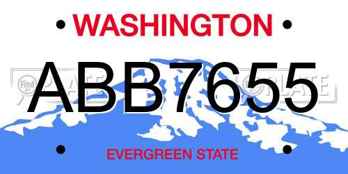 ABB7655 Washington License Plate