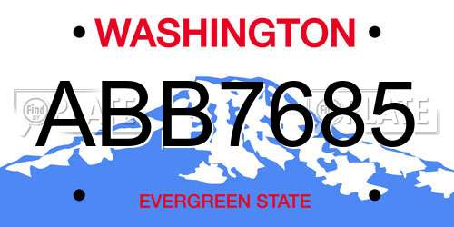 ABB7685 Washington License Plate