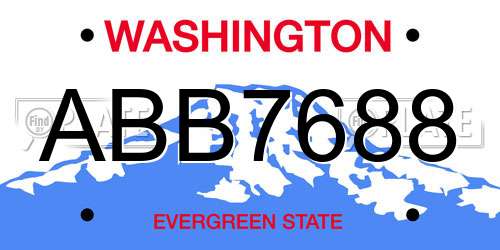 ABB7688 Washington License Plate