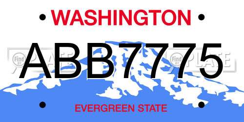 ABB7775 Washington License Plate
