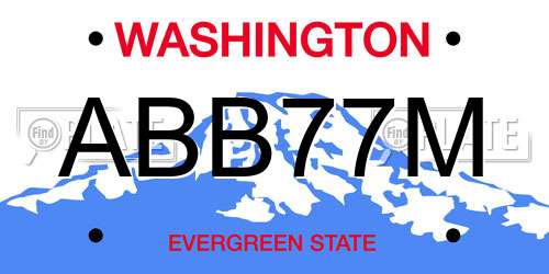 ABB77M Washington License Plate