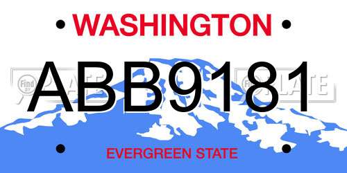 ABB9181 Washington License Plate