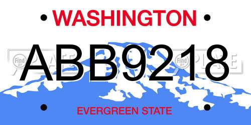 ABB9218 Washington License Plate