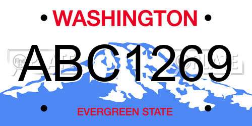 ABC1269 Washington License Plate