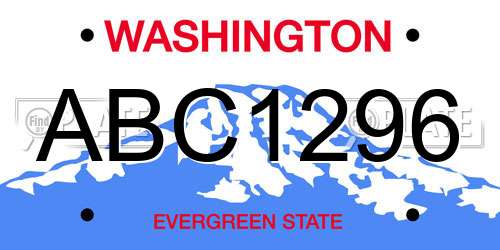 ABC1296 Washington License Plate