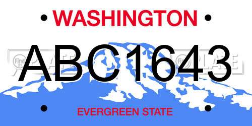 ABC1643 Washington License Plate