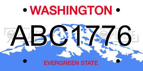 ABC1776 Washington License Plate