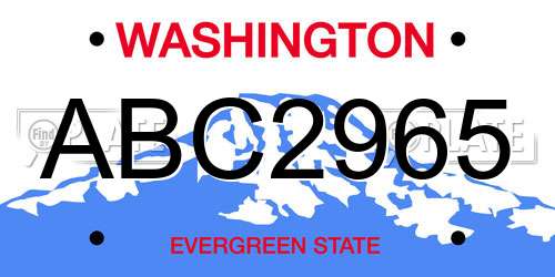 ABC2965 Washington License Plate