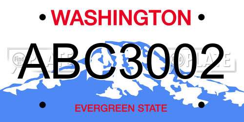 ABC3002 Washington License Plate