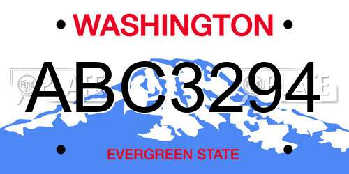 ABC3294 Washington License Plate