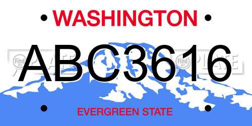 ABC3616 Washington License Plate