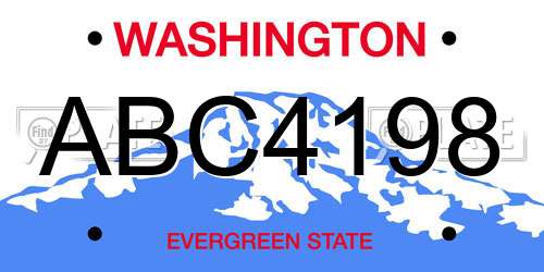 ABC4198 Washington License Plate