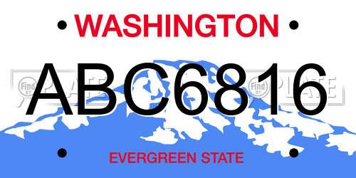 ABC6816 Washington License Plate