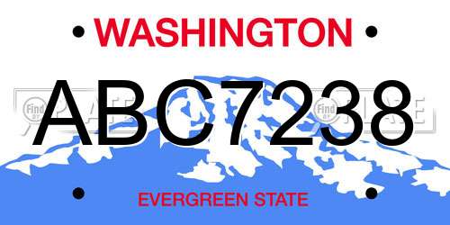 ABC7238 Washington License Plate