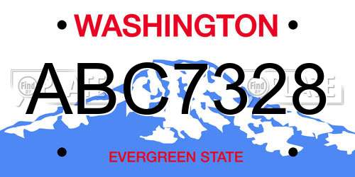 ABC7328 Washington License Plate
