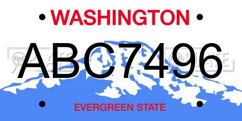 ABC7496 Washington License Plate