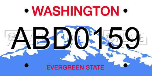 ABD0159 Washington License Plate