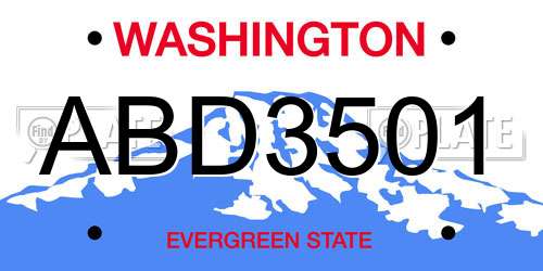 ABD3501 Washington License Plate