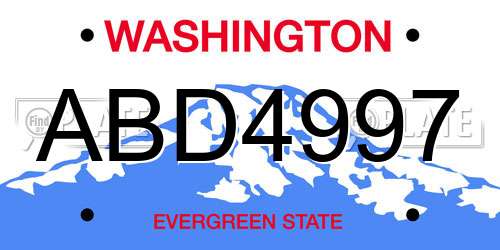 ABD4997 Washington License Plate