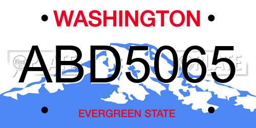 ABD5065 Washington License Plate
