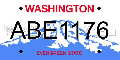 ABE1176 Washington License Plate