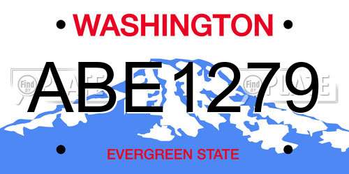 ABE1279 Washington License Plate