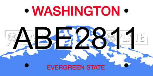ABE2811 Washington License Plate