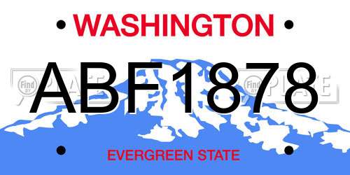 ABF1878 Washington License Plate
