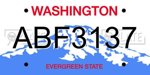 ABF3137 Washington License Plate