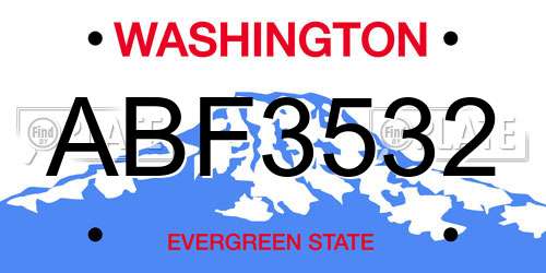 ABF3532 Washington License Plate