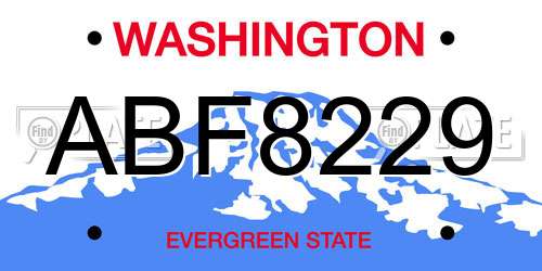 ABF8229 Washington License Plate