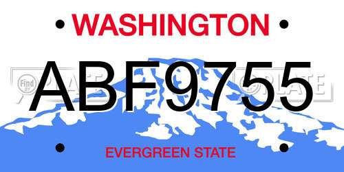 ABF9755 Washington License Plate