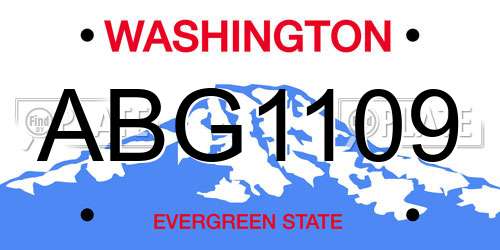 ABG1109 Washington License Plate