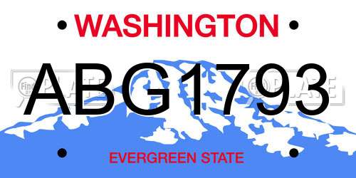 ABG1793 Washington License Plate