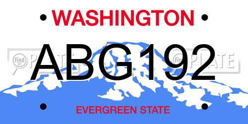 ABG192 Washington License Plate