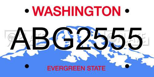 ABG2555 Washington License Plate