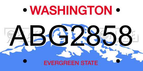 ABG2858 Washington License Plate