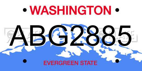 ABG2885 Washington License Plate
