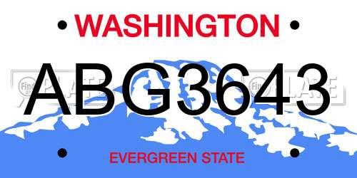 ABG3643 Washington License Plate