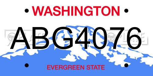 ABG4076 Washington License Plate