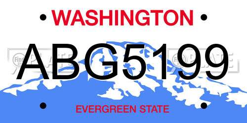 ABG5199 Washington License Plate