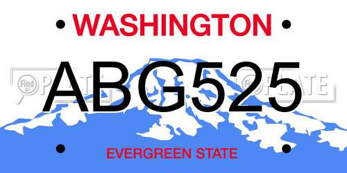 ABG525 Washington License Plate