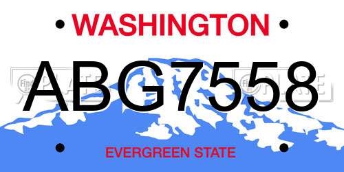 ABG7558 Washington License Plate